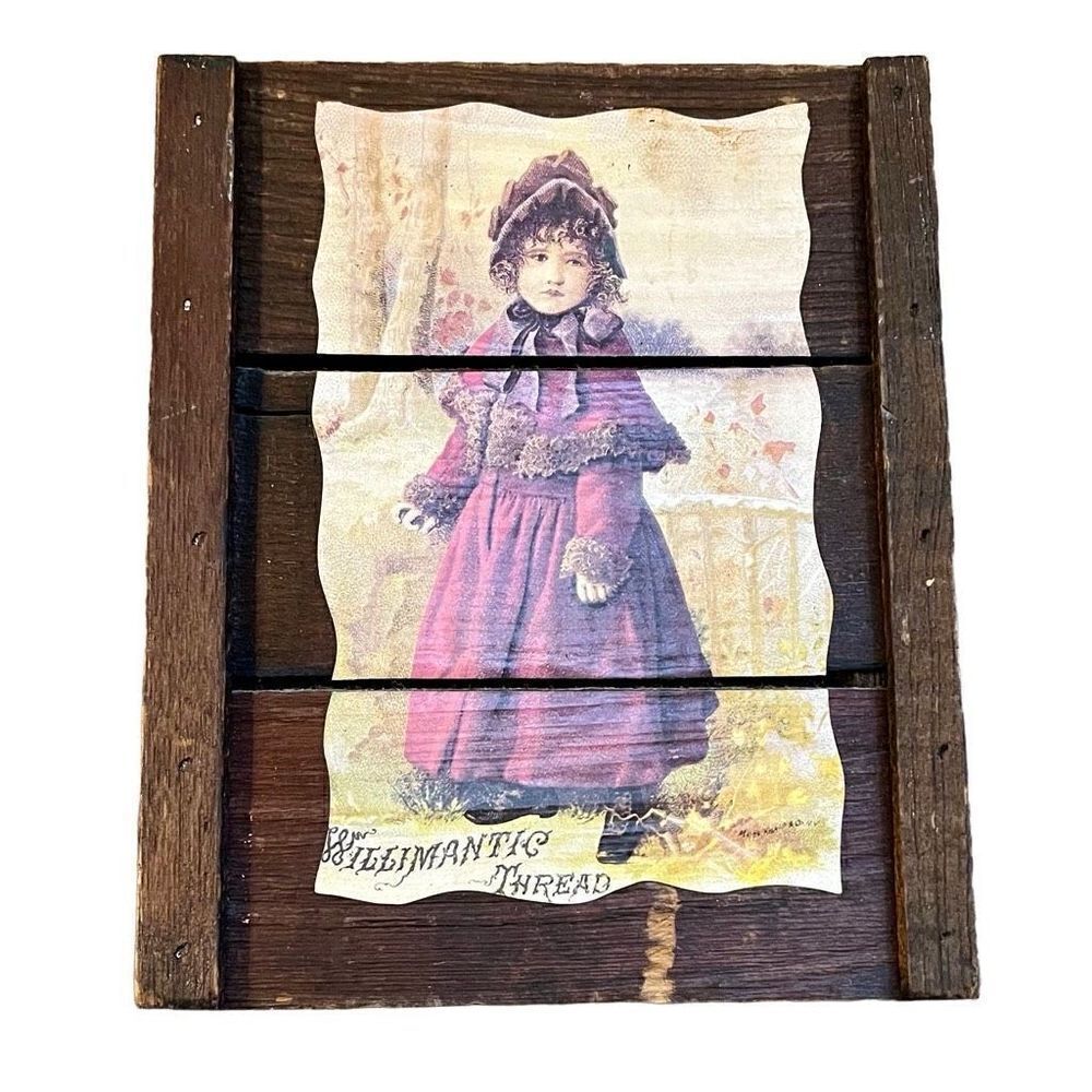 Vintage Willmantic Thread Wooden Victorian Girl AD